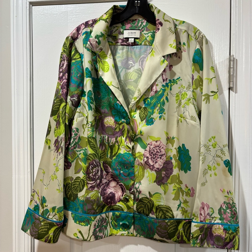 J. Crew Collection shirt/Blazer - Green, Purple, Cream
